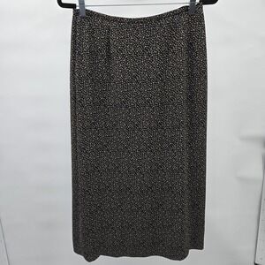 Annex Casual Corner Black  Straight Midi Skirt Flowers Women's Size 10 Vintage